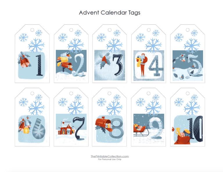 Printable Advent Calendar Tags (  Merry Christmas Tags) The Printable