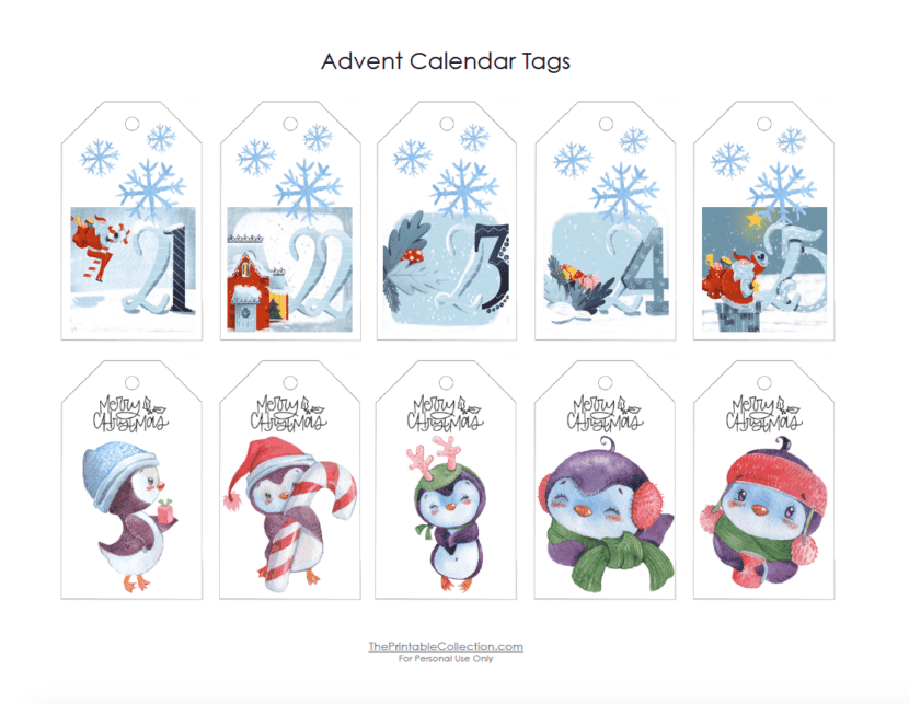Printable Advent Calendar Tags (+ Merry Christmas Tags)  The Printable