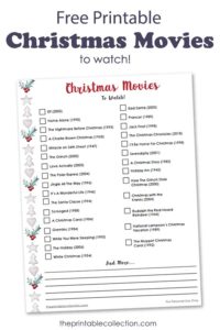 Printable Christmas Movie List | The Printable Collection