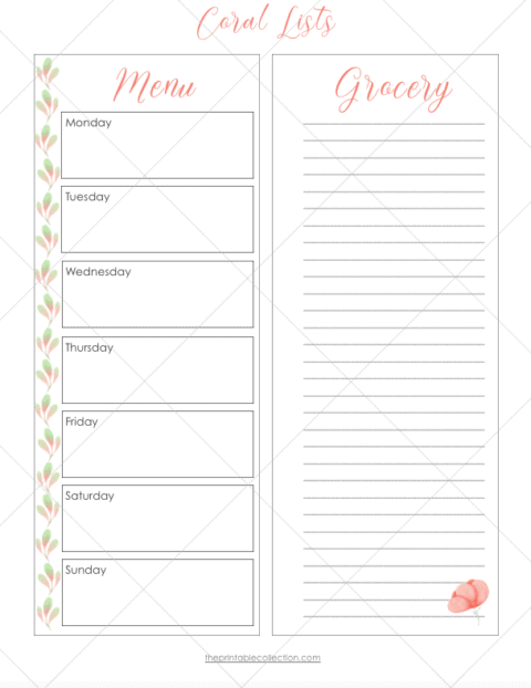 Download These Free Printable Coral Lists | The Printable Collection