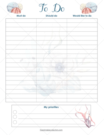 Printable Planner Sea Treasures | The Printable Collection