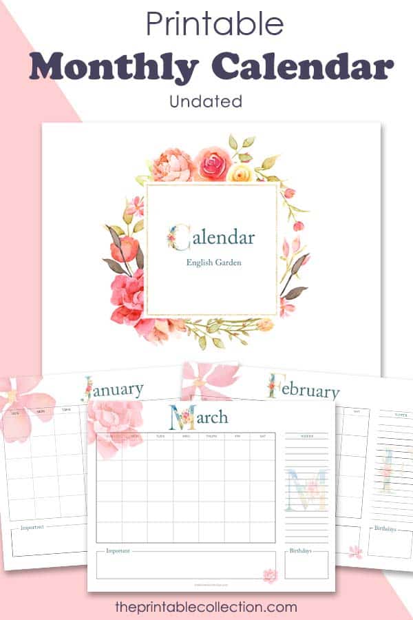 Printable Monthly Calendar With Watercolor Flowers {+ a Freebie} | The ...