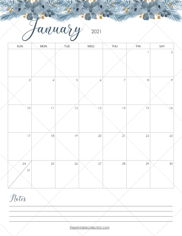 Printable Monthly Calendar 2021 With Watercolor Images {+ Freebie ...