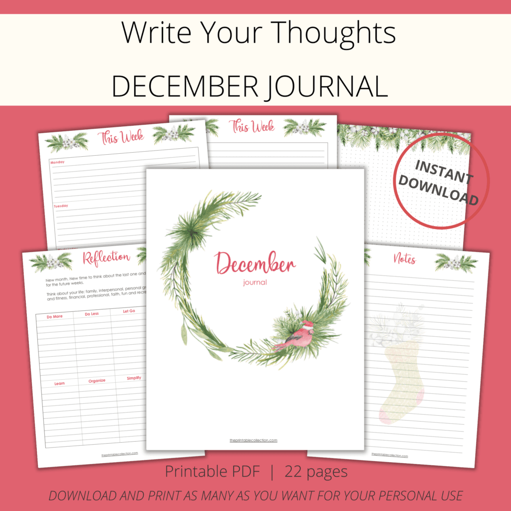 December printable journal pages - The Printable Collection