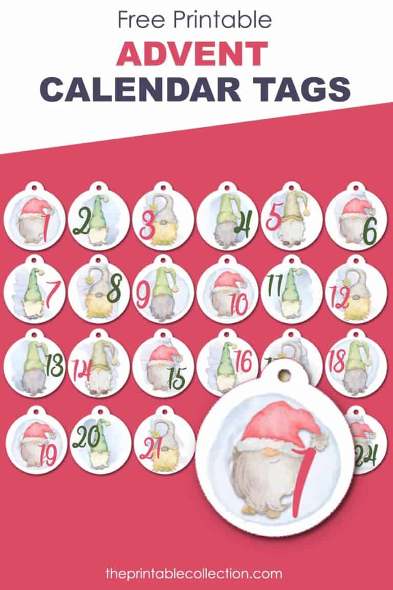 Printable Tags For Advent Calendar With Cute Gnomes The Printable