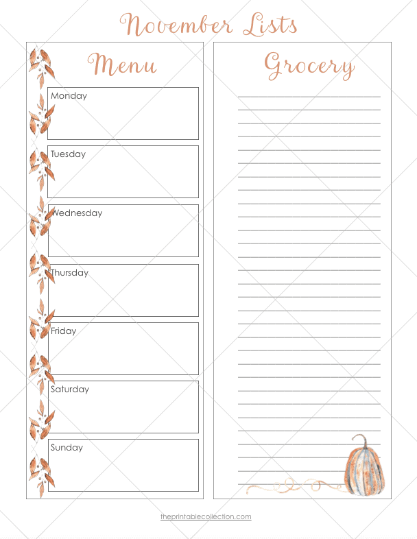 Free Printable November To Do Lists | The Printable Collection