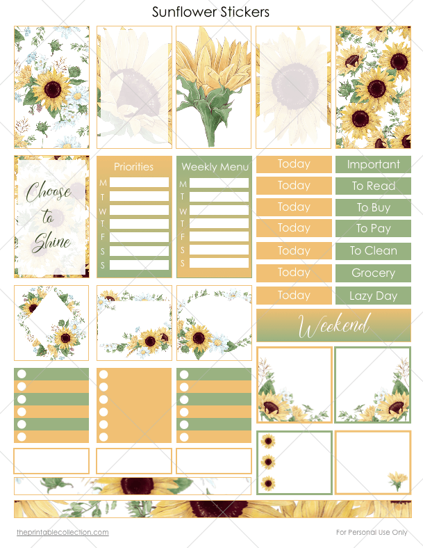 free printable sunflower stickers the printable collection