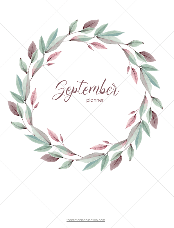 Free Printable September Planner Cover page - The Printable Collection