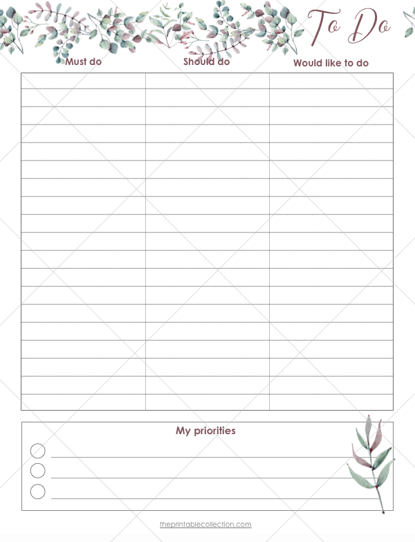 Free Printable September Planner To do page - The Printable Collection