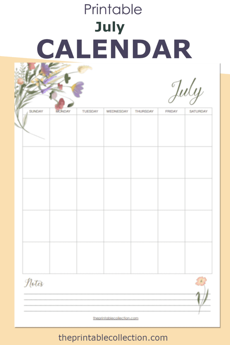 Printable July Calendar | The Printable Collection