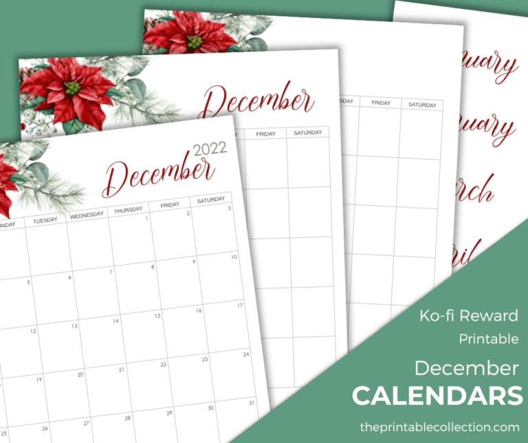 Printable December Flower Calendar | The Printable Collection